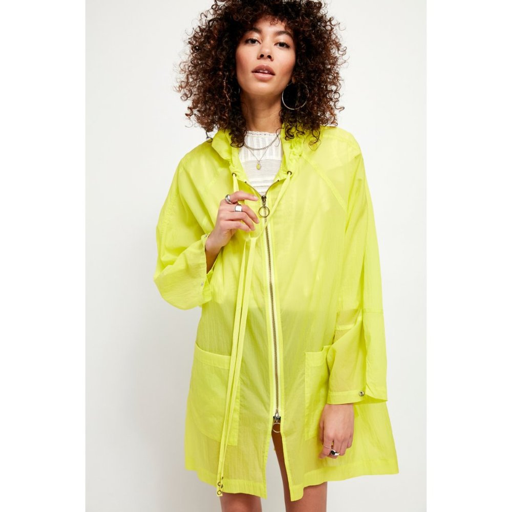 NWT Free People Callie Poncho / Neon Chartreuse - Picture 2 of 6